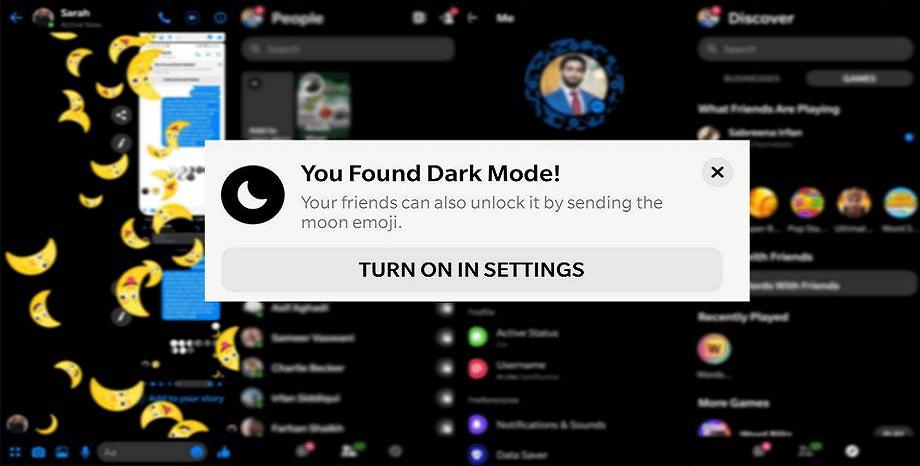 Dark Mode в Messenger може да се активира с изпращане на Еmoji